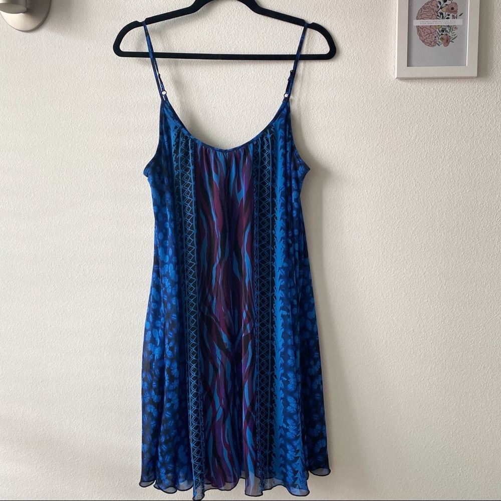 Express Blue Patterned Cami Dress